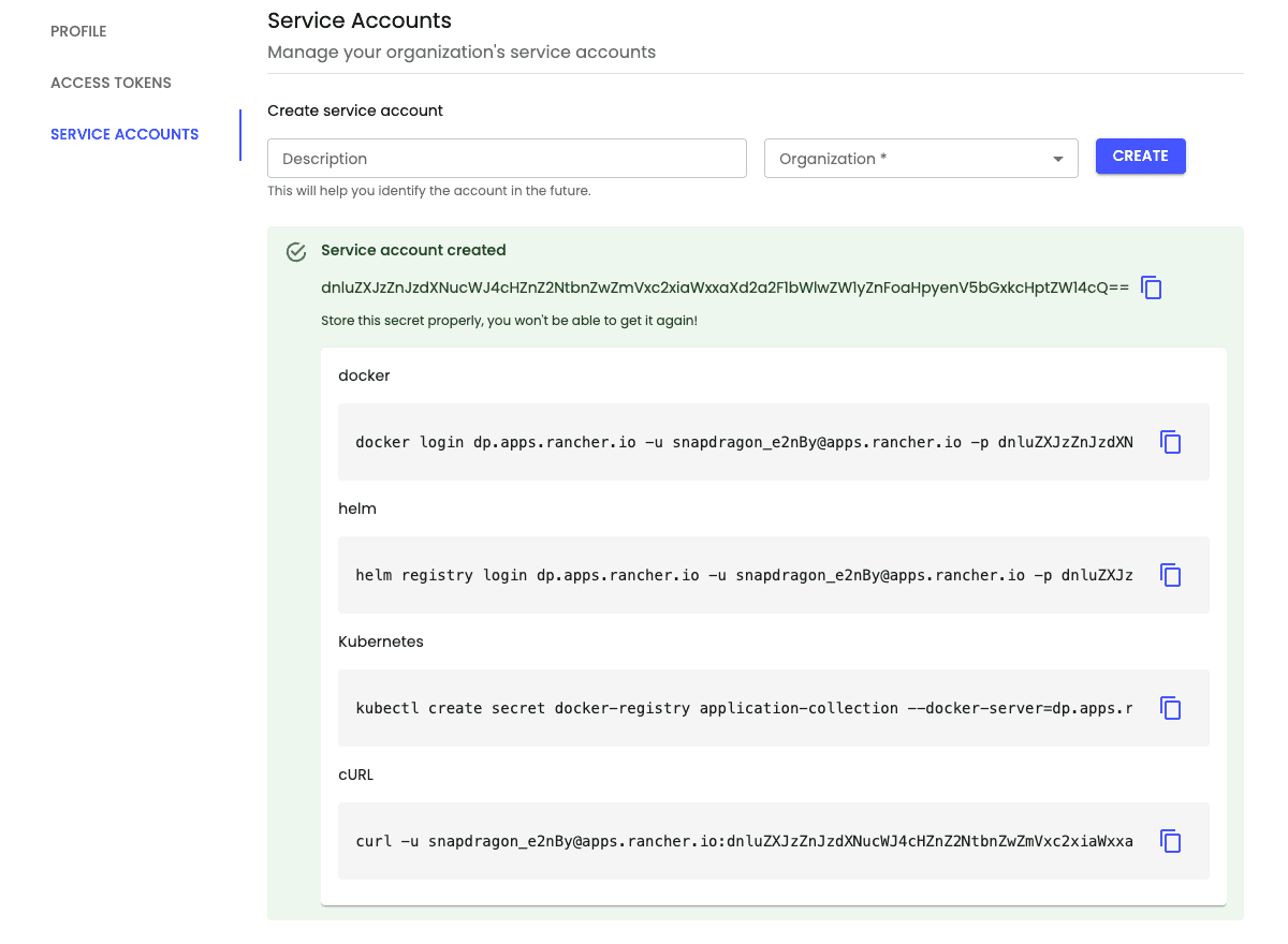 Service account example
